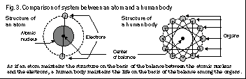 Comparison of system between an atom and a human body